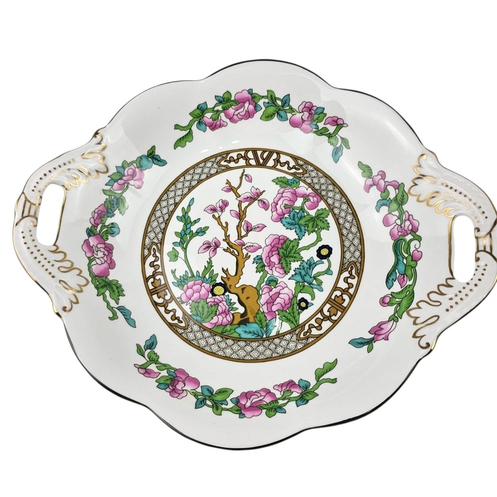 Coalport Indian Tree Handled‎ Cake Plate Fine Bone China Made in England Vintage